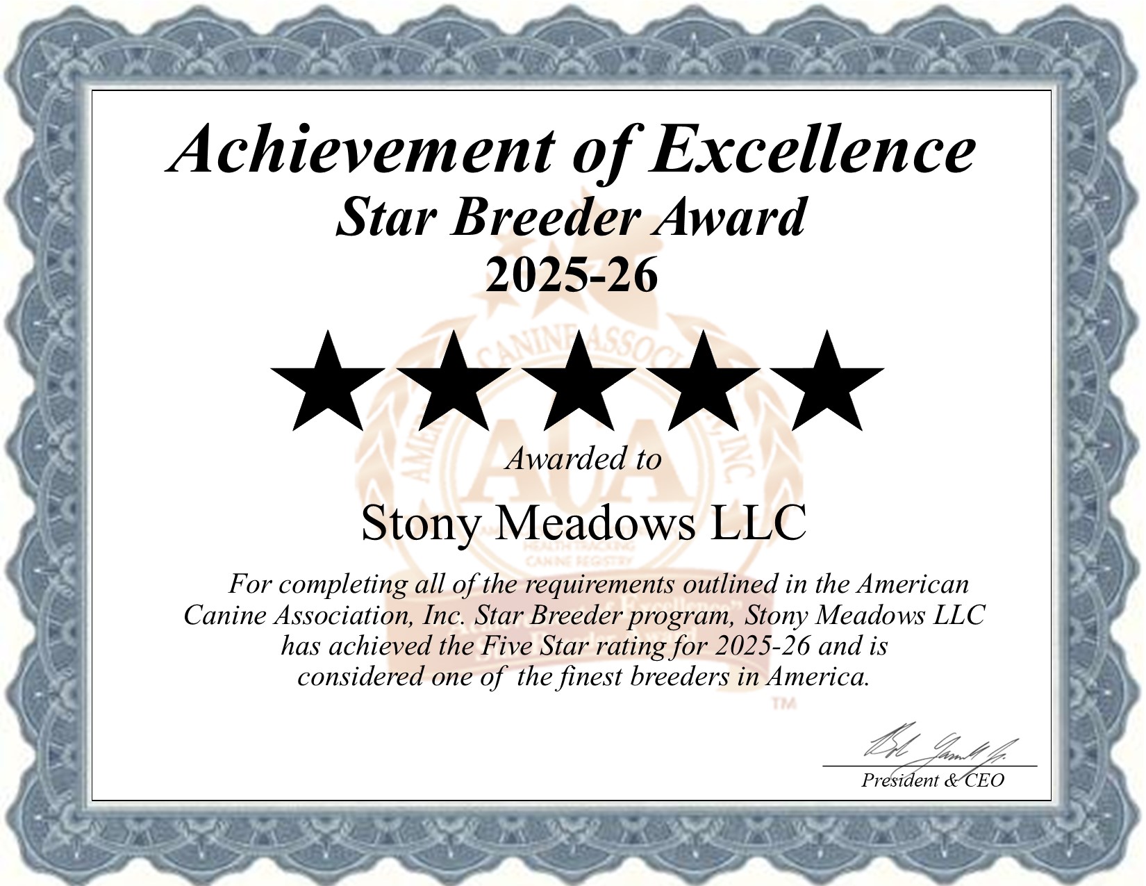 Stony Meadows, LLC, dog, breeder, star, certificate, Stony Meadows-LLC, Dornsife, PA, Pennsylvania, puppy, dog, kennels, mill, puppymill, usda, 5-star, aca, ica, registered, Mini-Golden Retriver